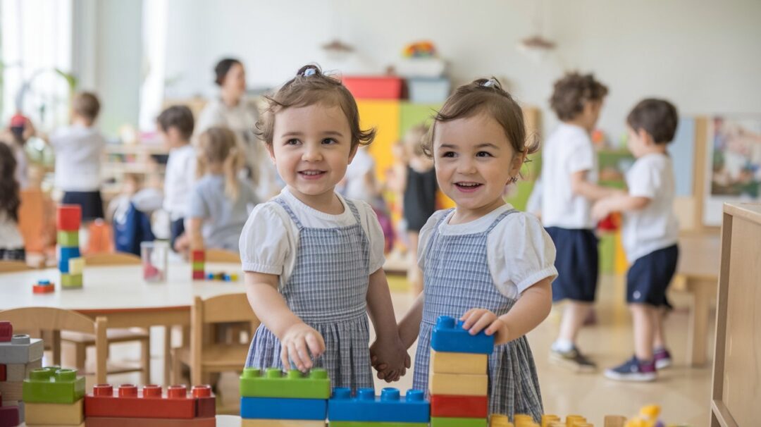Kinder in einem hellen Kindergartenraum